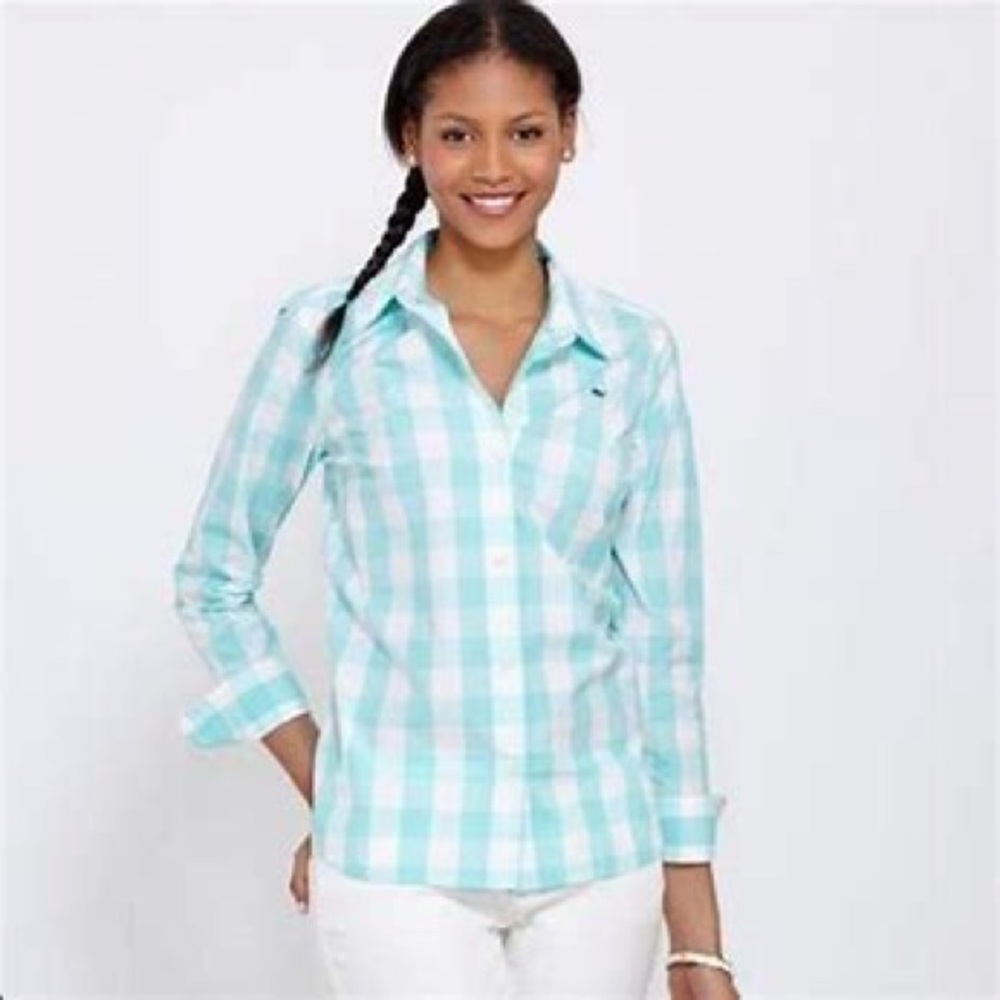 Vineyard Vines Mint Gingham Button Down - image 1